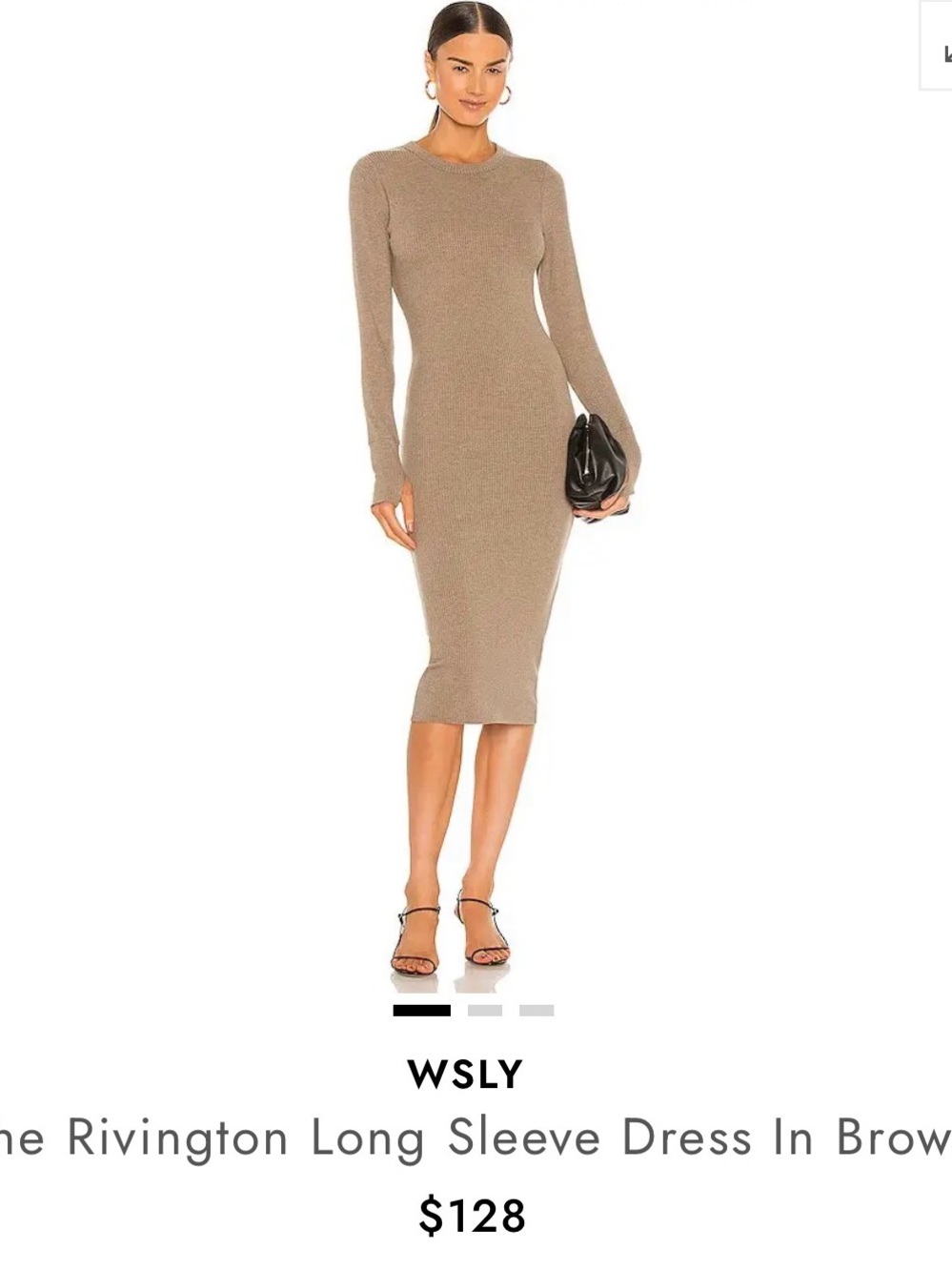 WSLY Bandier The Rivington Tencel Ribbed Midi Dress Walnut Heather - M